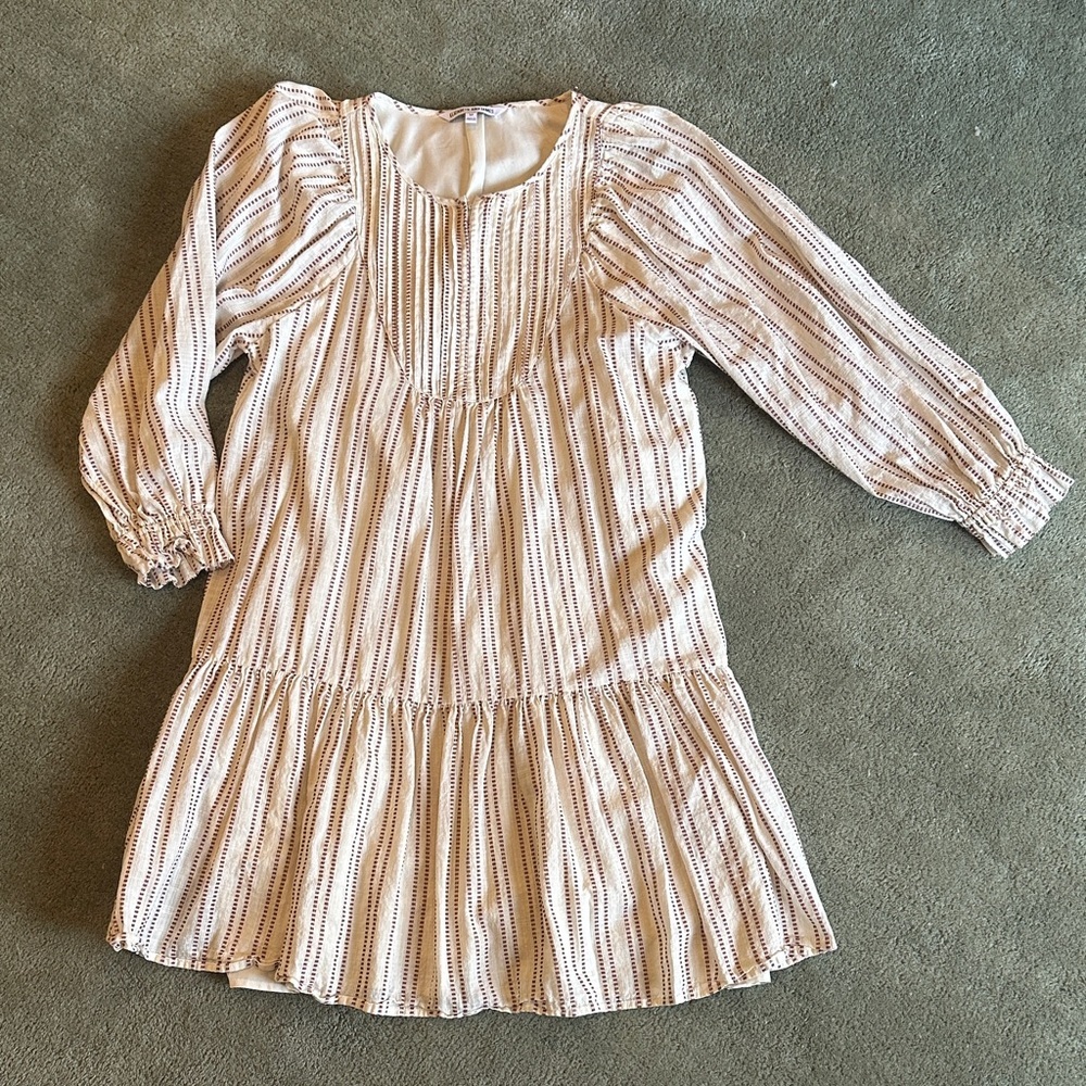 Elizabeth and James Women’s Cream and Burgundy Striped Dress